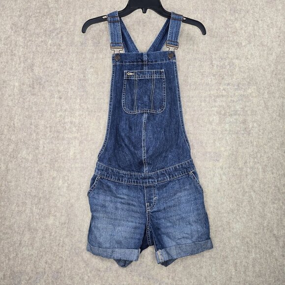 Gap Denim Maternity Overall Shorts XS Blue Cotton - Picture 1 of 6